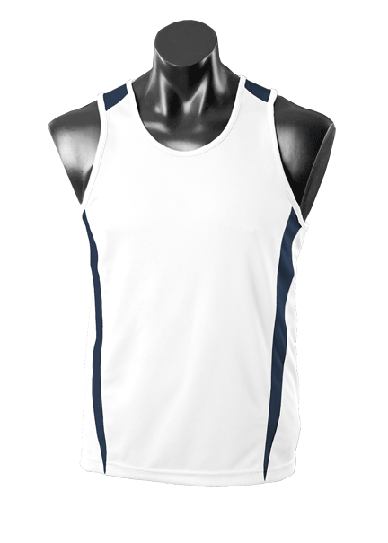 Eureka Kids Singlets - WHITE/NAVY