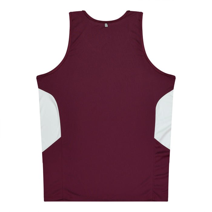 Tasman Kids Singlets - MAROON/WHITE