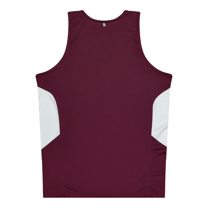 Tasman Kids Singlets - MAROON/WHITE