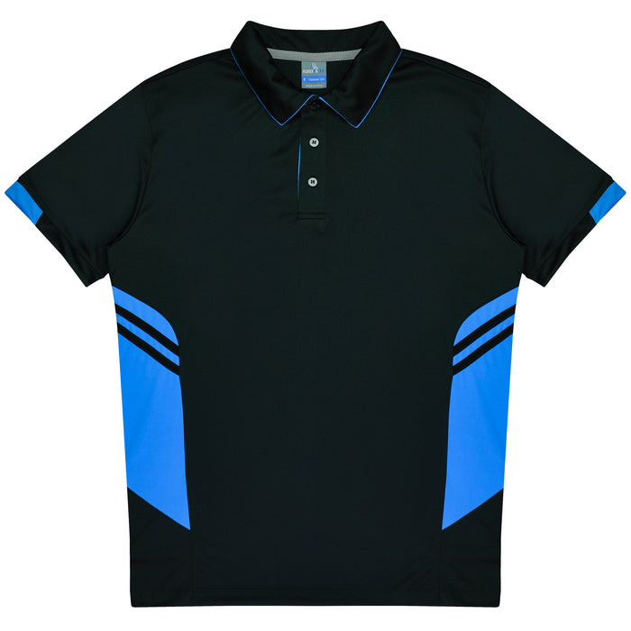 Tasman Kids Polos - BLACK/CYAN