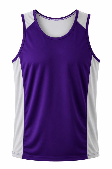 Premier Mens Singlets - PURPLE/WHITE