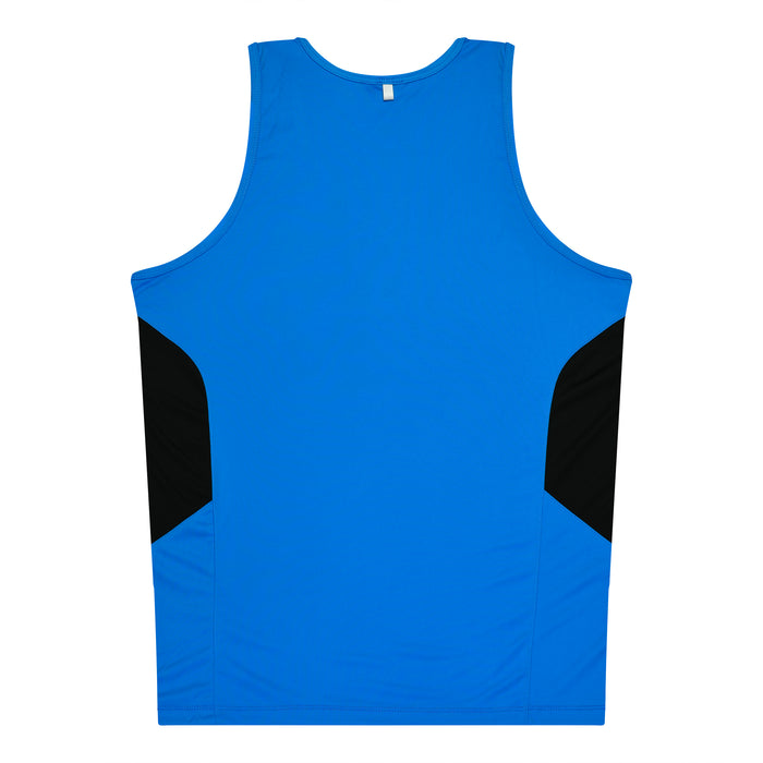 Tasman Kids Singlets - CYAN/BLACK