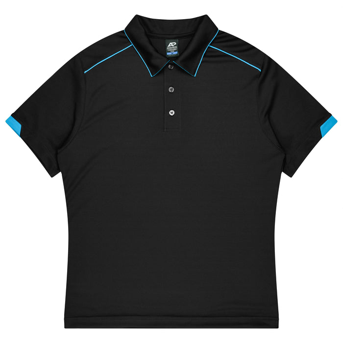 Currumbin Kids Polos - BLACK/CYAN