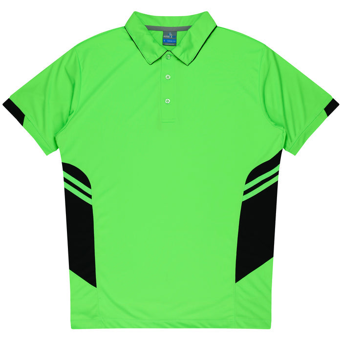 Tasman Kids Polos - NEON GREEN/BLACK
