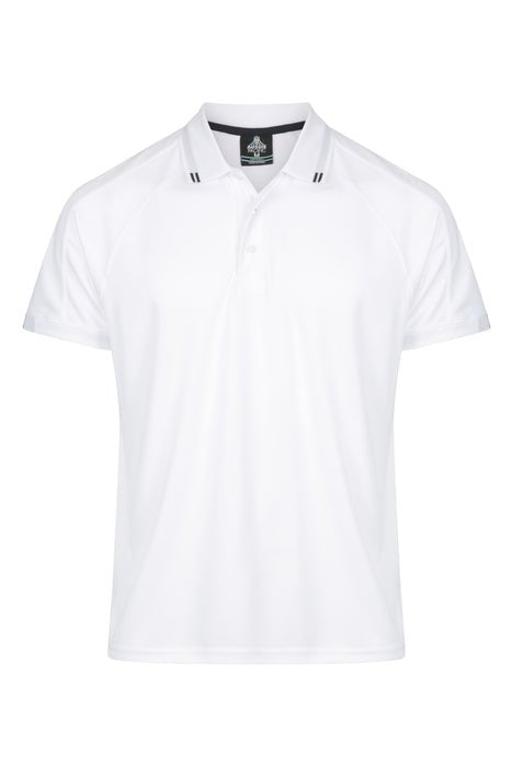 Flinders Mens Polos - WHITE/NAVY