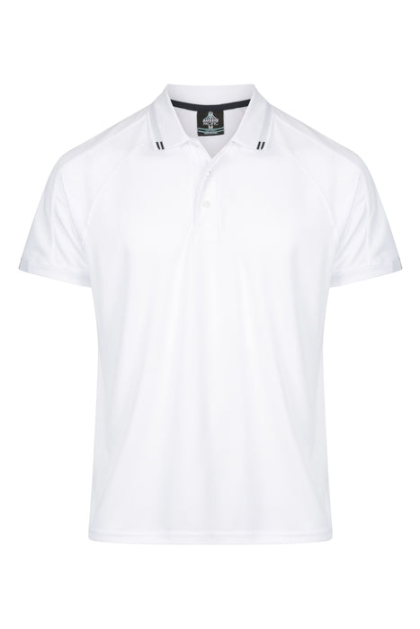 Flinders Mens Polos - WHITE/NAVY