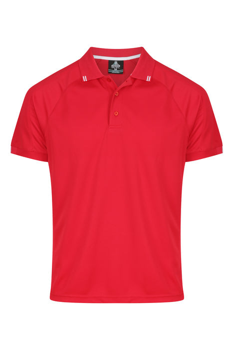 Flinders Mens Polos - RED/WHITE