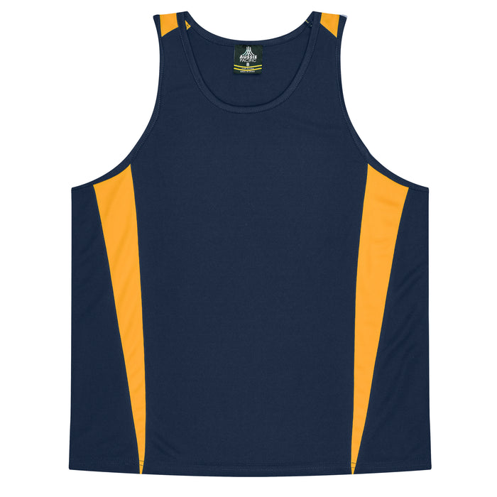 Eureka Kids Singlets - NAVY/GOLD
