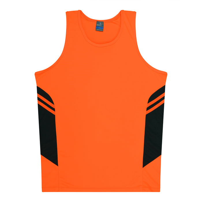 Tasman Kids Singlets - NEON ORANGE/SLATE