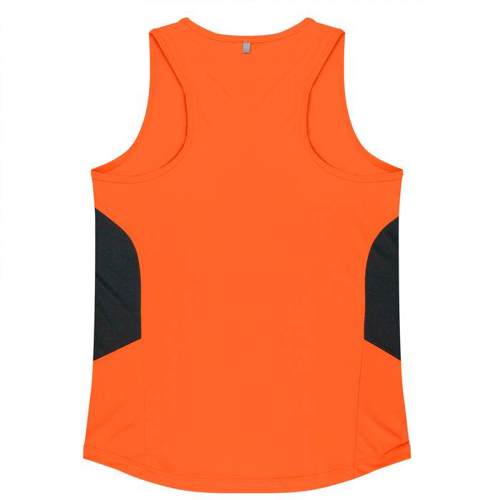 Tasman Lady Singlets - NEON ORANGE/SLATE