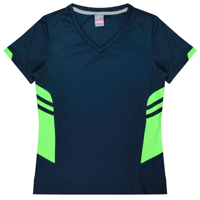 Tasman Lady Tees - NAVY/NEON GREEN
