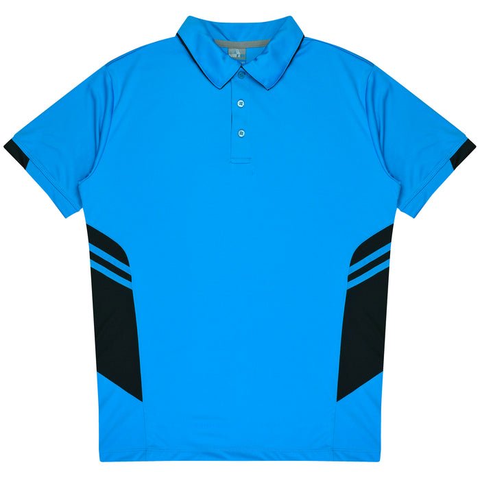 Tasman Kids Polos - CYAN/BLACK