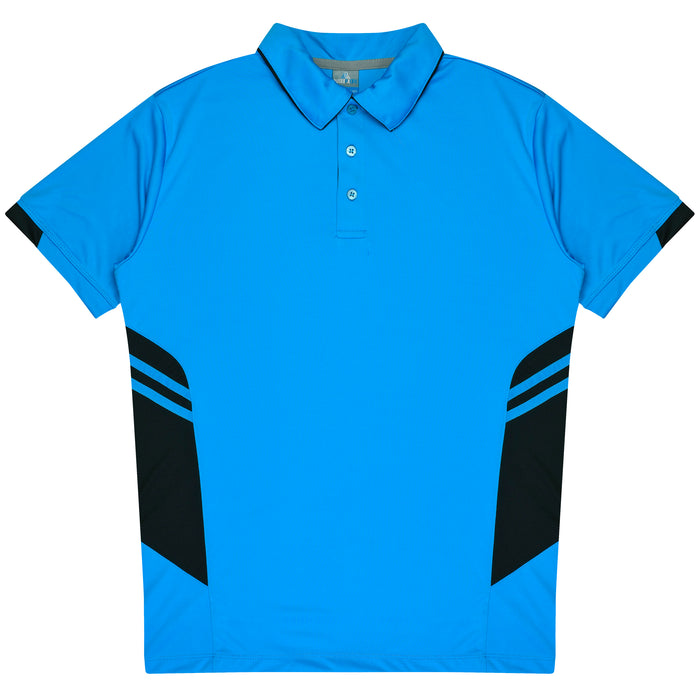 Tasman Kids Polos - CYAN/BLACK