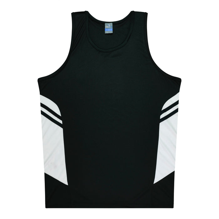 Tasman Kids Singlets - BLACK/WHITE