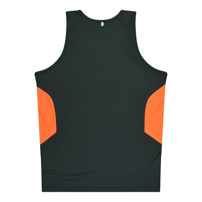 Tasman Kids Singlets - SLATE/NEON ORANGE