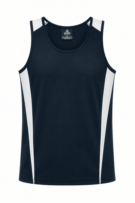 Eureka Mens Singlets - NAVY/WHITE