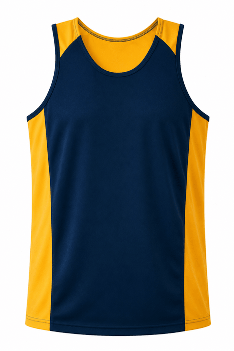 Premier Mens Singlets - NAVY/GOLD