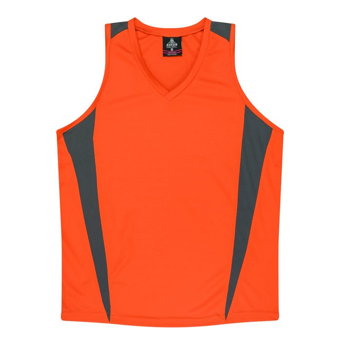 Eureka Lady Singlets - ORANGE/CHARCOAL