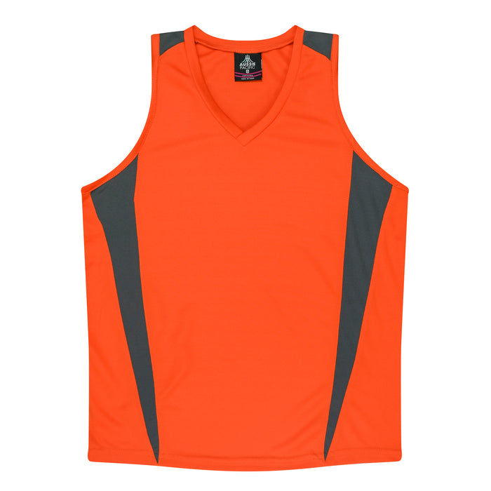 Eureka Lady Singlets - ORANGE/CHARCOAL