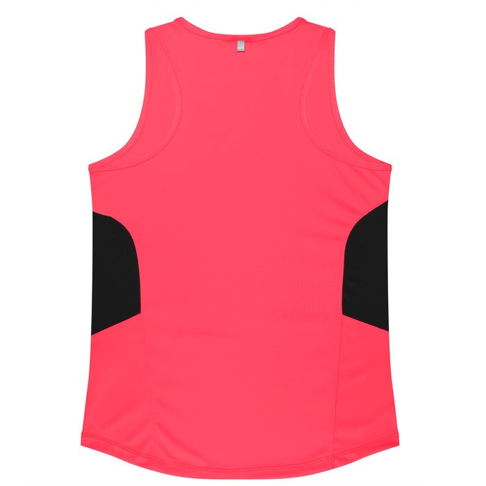 Tasman Lady Singlets - NEON PINK/BLACK