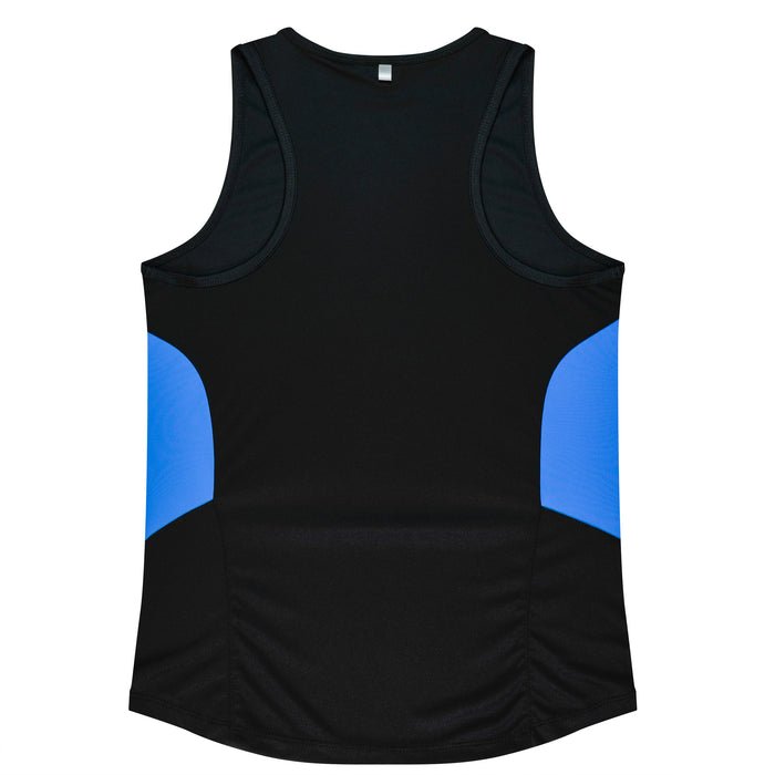Tasman Lady Singlets - BLACK/CYAN