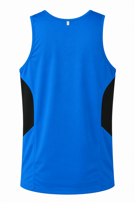 Tasman Mens Singlets - CYAN/BLACK