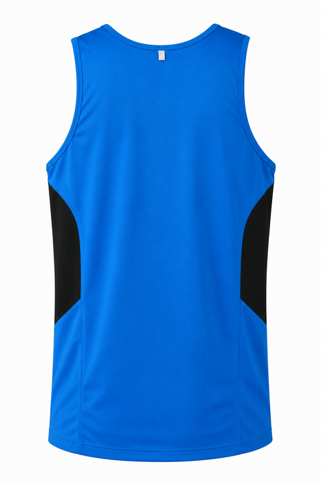 Tasman Mens Singlets - CYAN/BLACK