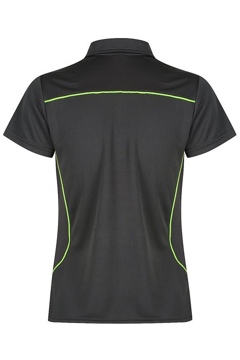 Kuranda Lady Polos - SLATE/FLURO GREEN