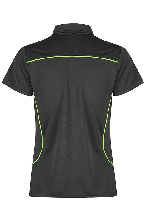 Kuranda Lady Polos - SLATE/FLURO GREEN