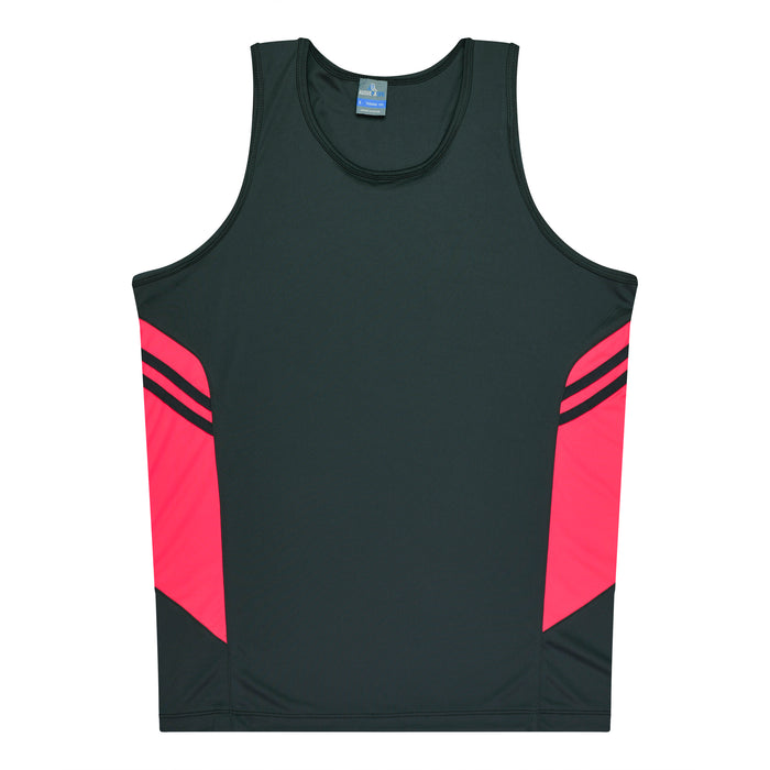 Tasman Kids Singlets - SLATE/NEON PINK
