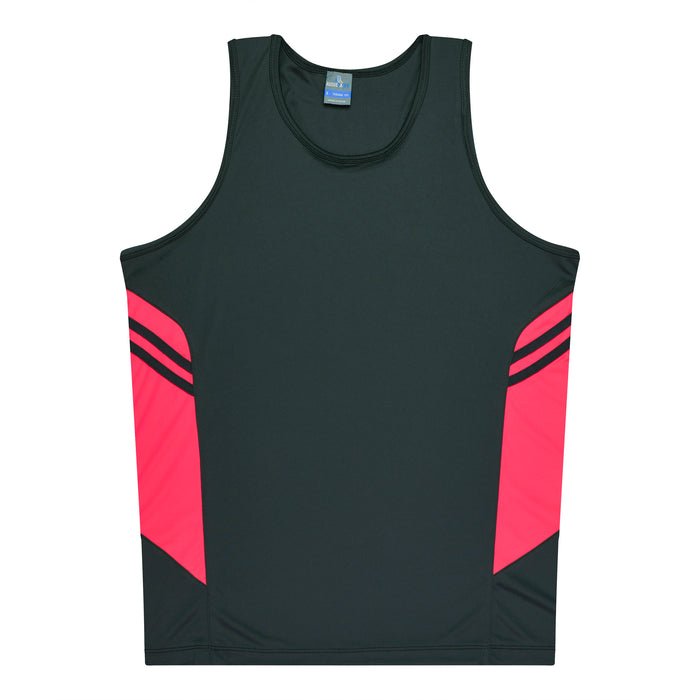 Tasman Kids Singlets - SLATE/NEON PINK