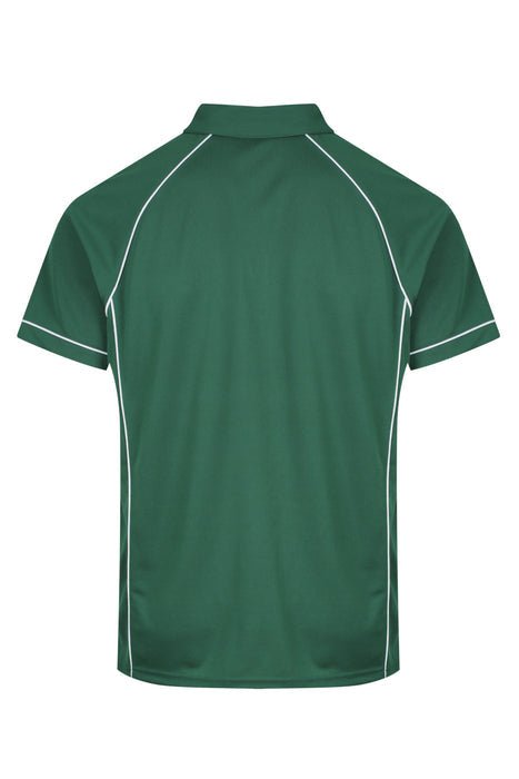 Endeavour Mens Polos - BOTTLE/WHITE