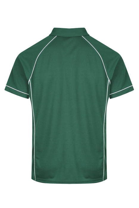 Endeavour Mens Polos - BOTTLE/WHITE