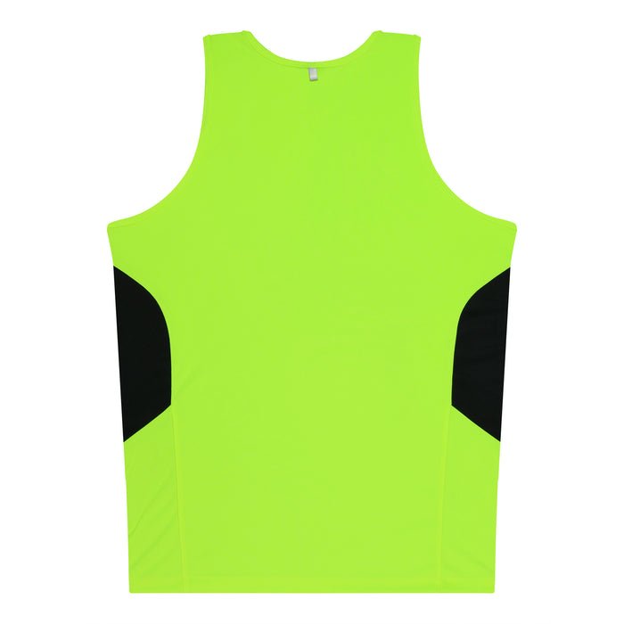 Tasman Kids Singlets - NEON YELLOW/BLACK