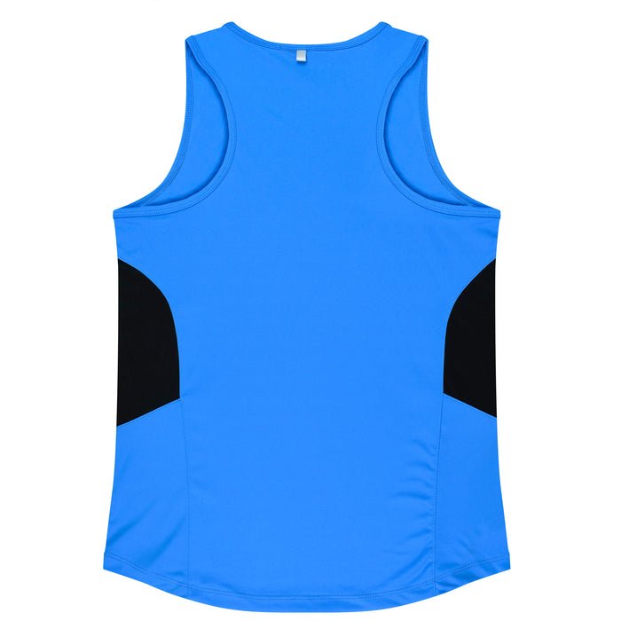 Tasman Lady Singlets - CYAN/BLACK