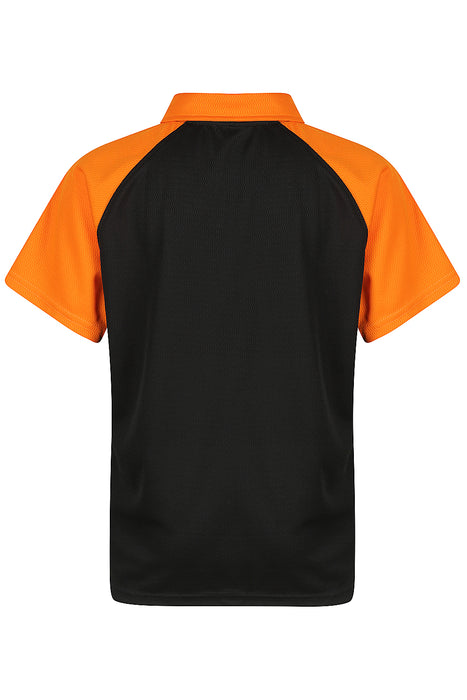 Manly Kids Polos - BLACK/ELECTRIC ORANGE