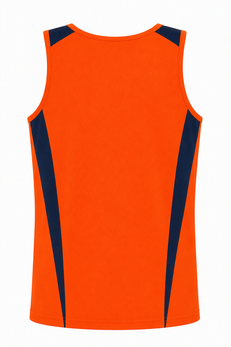 Eureka Mens Singlets - ORANGE/NAVY