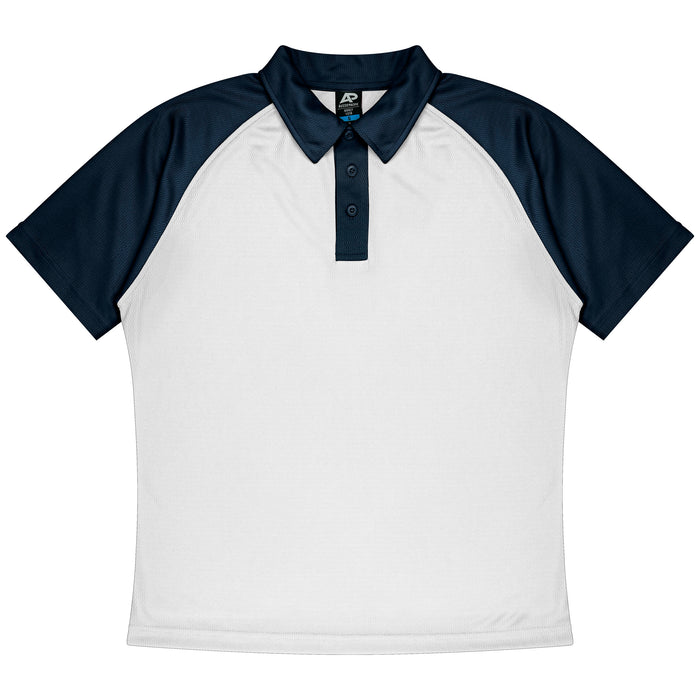 Manly Mens Polos - WHITE/NAVY