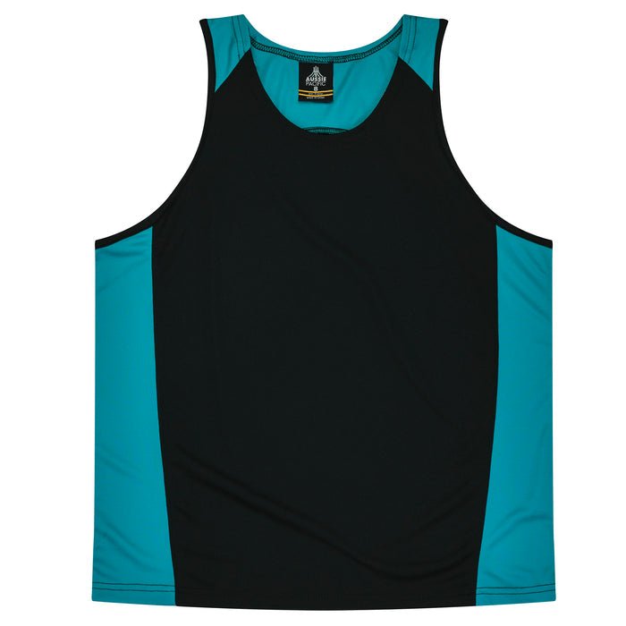 Premier Kids Singlets - BLACK/TEAL