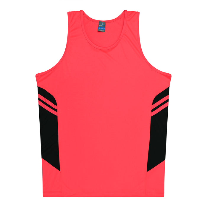 Tasman Kids Singlets - NEON PINK/BLACK