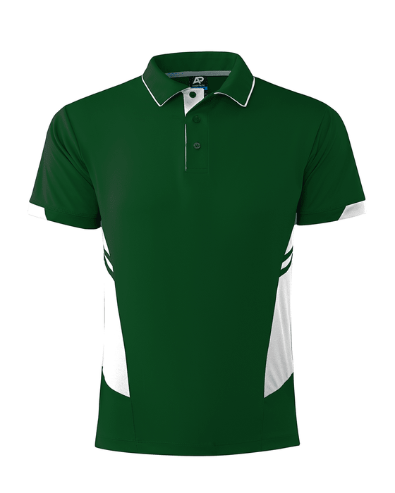 Tasman Mens Polos - BOTTLE/WHITE