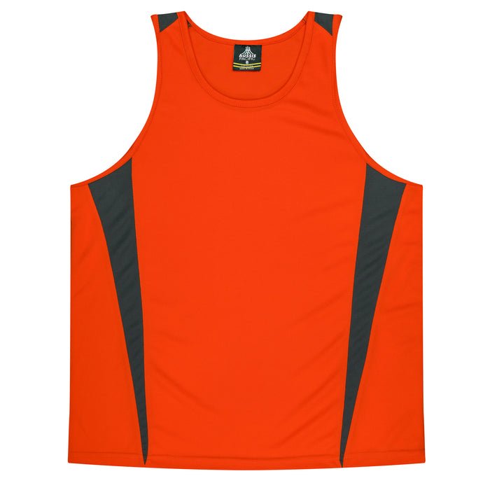 Eureka Kids Singlets - ORANGE/CHARCOAL