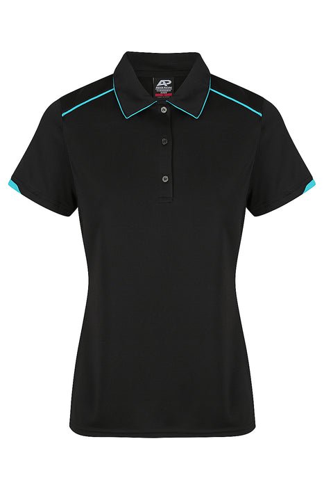 Currumbin Lady Polos - BLACK/CYAN