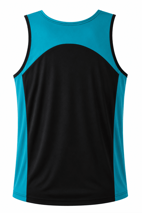 Premier Mens Singlets - BLACK/TEAL