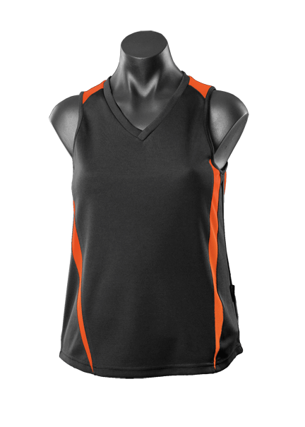 Eureka Lady Singlets - BLACK/ORANGE