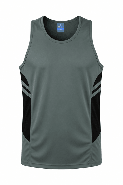 Tasman Mens Singlets - ASHE/BLACK