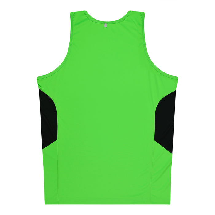 Tasman Kids Singlets - NEON GREEN/BLACK