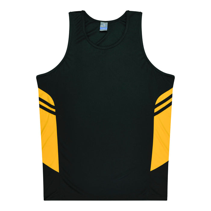 Tasman Kids Singlets - BLACK/GOLD