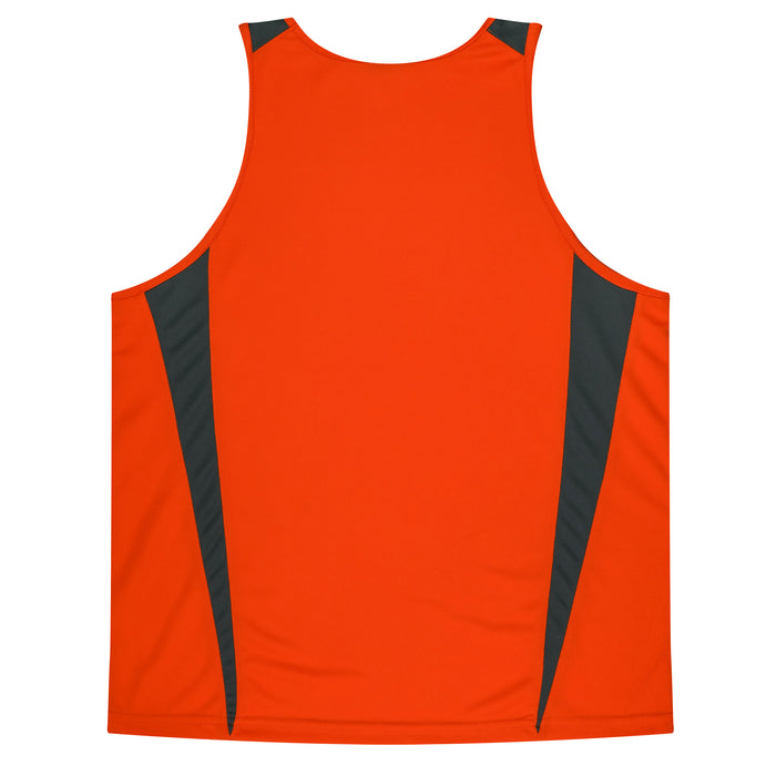 Eureka Kids Singlets - ORANGE/CHARCOAL