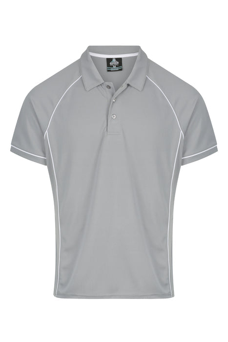 Endeavour Mens Polos - SILVER/WHITE